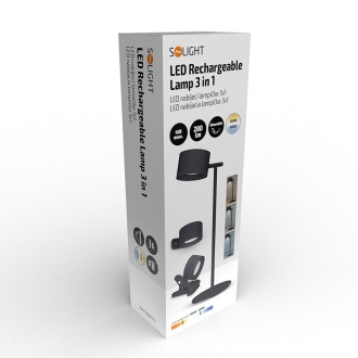 Solight LED nabíjecí lampička 3v1, 280lm, změna CCT, stmívání, černá