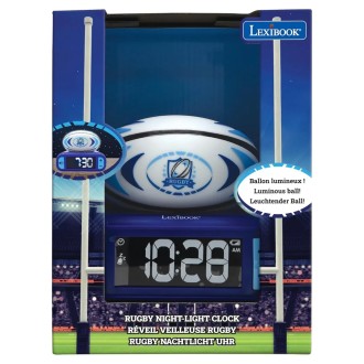 Budík s nočním 3D světlem Rugby míč