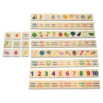 Anglicko-francouzský dřevěný box na slovíčka Bio Toys