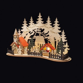 Solight LED vánoční městečko s kostelem, 30x19cm, 2x AAA Stupeň krytí (IP): IP20