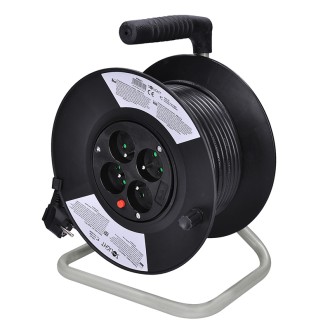 Solight prodlužovací přívod na bubnu, 4 zásuvky, 25m, černý kabel, 3x 1,5mm2 Stupeň krytí (IP): IP20