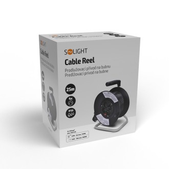 Solight prodlužovací přívod na bubnu, 4 zásuvky, 25m, černý kabel, 3x 1,5mm2 Stupeň krytí (IP): IP20