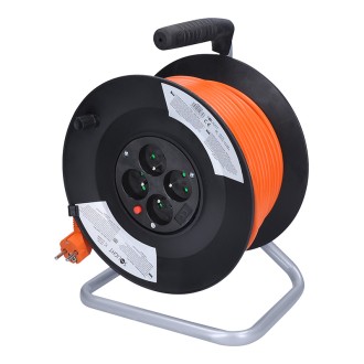 Solight prodlužovací přívod na bubnu, 4 zásuvky, 50m, oranžový kabel, 3x 1,5mm2 Stupeň krytí (IP): IP20