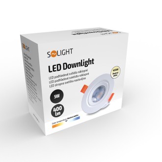 Solight LED podhledové světlo bodové, 5W, 400lm, 4000K, kulaté, bílé Barevná teplota (К): 4000 K, Stupeň krytí (IP): IP20