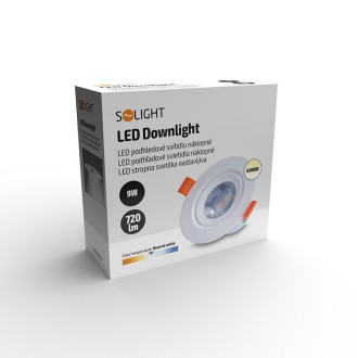 Solight LED podhledové světlo bodové, 9W, 720lm, 4000K, kulaté, bílé Barevná teplota (К): 4000 K, Stupeň krytí (IP): IP20