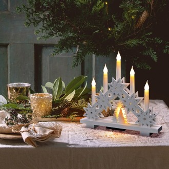 Solight LED vánoční svícen s hvězdami, 30cm, 5x LED, 2x AA Stupeň krytí (IP): IP20