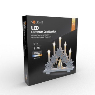 Solight LED vánoční svícen s hvězdami, 30cm, 5x LED, 2x AA Stupeň krytí (IP): IP20