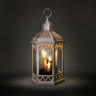 Solight LED vánoční lucerna bílá, 33cm, 3x LED svíčka, 3x AAA Stupeň krytí (IP): IP20