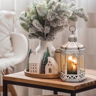 Solight LED vánoční lucerna bílá, 33cm, 3x LED svíčka, 3x AAA Stupeň krytí (IP): IP20