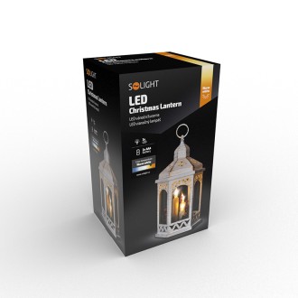 Solight LED vánoční lucerna bílá, 33cm, 3x LED svíčka, 3x AAA Stupeň krytí (IP): IP20