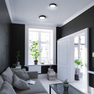 Solight LED mini panel CCT, přisazený, 12W, 900lm, 3000K, 4000K, 6000K, kulatý, černá barva Barevná teplota (К): 3000-6000 K, Stupeň krytí (IP): IP20