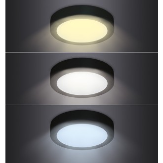 Solight LED mini panel CCT, přisazený, 12W, 900lm, 3000K, 4000K, 6000K, kulatý, černá barva Barevná teplota (К): 3000-6000 K, Stupeň krytí (IP): IP20
