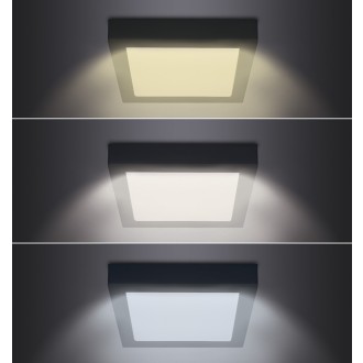 Solight LED mini panel CCT, přisazený, 18W, 1530lm, 3000K, 4000K, 6000K, čtvercový, černá barva Barevná teplota (К): 3000-6000 K, Stupeň krytí (IP): IP20