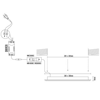 NEDES - LED vsazený panel 24W / PS / SMD / CCT / WH - LPL235