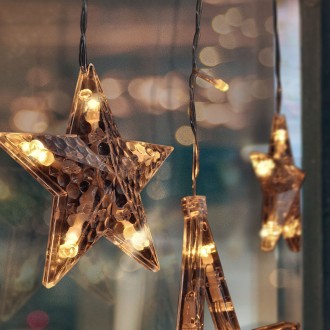 Solight LED venkovní vánoční závěs, hvězdy, šíře 3m, 123LED, IP44, 3xAA, teplá bílá Stupeň krytí (IP): IP44