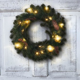 Solight vánoční věnec, průměr 40cm, 15x LED, IP44, 3x AA, časovač Stupeň krytí (IP): IP44