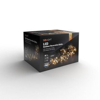 Solight venkovní řetěz s dekorativním LED žárovkami, 10x micro LED žárovka, 3m, 3xAA Stupeň krytí (IP): IP44