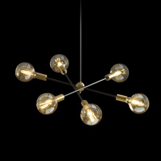 Rendl - ARTEMIA 6 na tyči černá česaná mosaz 230V LED E27 6x15W Barva/Materiál: česaná mosaz, Barva: Černá