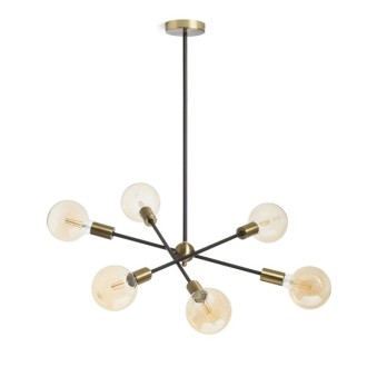 Rendl - ARTEMIA 6 na tyči černá česaná mosaz 230V LED E27 6x15W Barva/Materiál: česaná mosaz, Barva: Černá