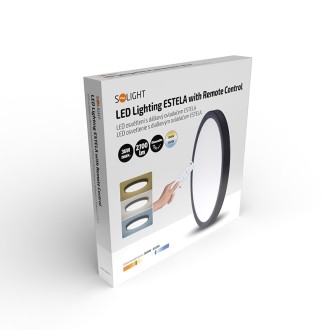 Solight LED osvětlení s dálkovým ovladačem Estela Black, 36W, 2700lm, 30cm, změna chromatičnosti, stmívatelné Barevná teplota (К): 3000-6000 K, Stupeň krytí (IP): IP20