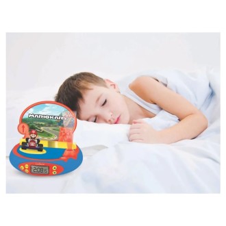 Dětský budík Mario Kart s rádiem a projektorem