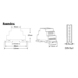 T-led DMX dimLED dekodér 4CH DIN Varianta: DMX dimLED dekodér 4CH DIN
