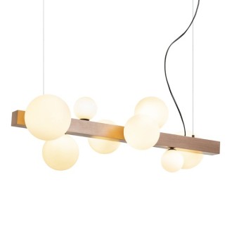 Rendl KASSANDRA závěsná opálové sklo/česaný bronz 230V G9 8x6W Barva / Materiál: opálové sklo, česaný bronz