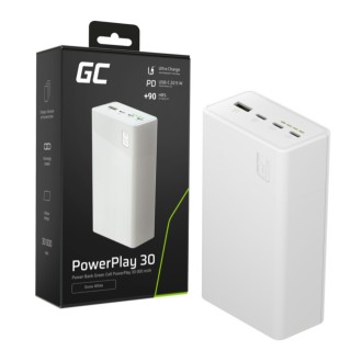 Greencell PowerPlay 30 powerbanka 30,000mAh, 22.5W, 4 porty, bílá