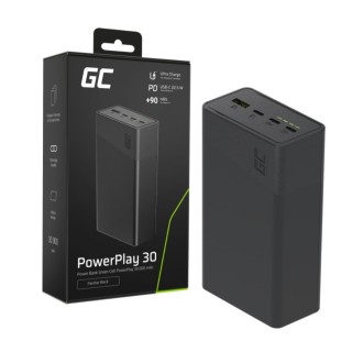 Greencell PowerPlay 30 powerbanka 30,000mAh, 22.5W, 4 porty, černá