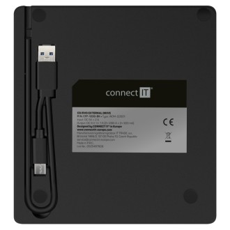 Externí DVD mechanika/hub/čtečka karet Connect IT 3v1 SlimDrive USB-C/A