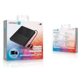 Externí DVD mechanika/hub/čtečka karet Connect IT 3v1 SlimDrive USB-C/A