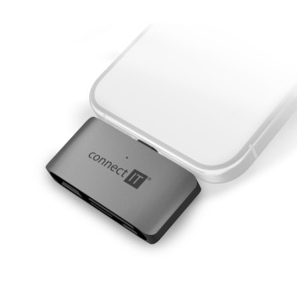 Connect IT CompactPRO USB-C Hub + Čtečka paměťových karet - šedá