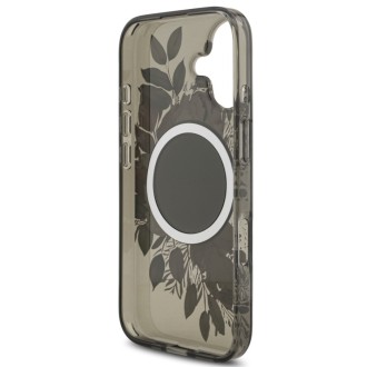 Guess zadní kryt s popruhem na ruku pro iPhone 17, IML Flowers MagSafe - černá