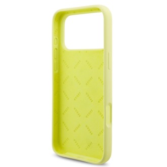 Guess zadní kryt pro iPhone 17 Pro Max, Liquid Silicone 4G Metal Logo - žlutá