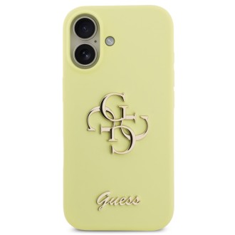 Guess zadní kryt pro iPhone 17, Liquid Silicone 4G Metal Logo - žlutá