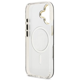 Guess zadní kryt pro iPhone 17, PC/TPU Mirror 4G Glitter Logo MagSafe - zlatá