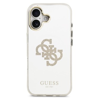 Guess zadní kryt pro iPhone 17, PC/TPU Mirror 4G Glitter Logo MagSafe - zlatá