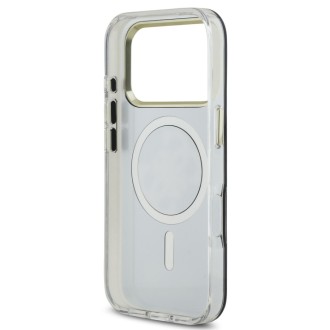 Guess zadní kryt pro iPhone 17 Pro, PC/TPU Mirror 4G Glitter Logo MagSafe - zlatá