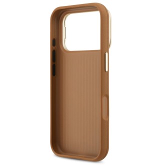 Guess zadní kryt pro iPhone 17 Pro, PU Grained 4G Logo Stand Camera Frame - hnědá