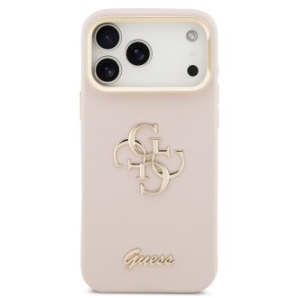 Guess zadní kryt pro iPhone 17 Pro Max, PU Grained 4G Logo Stand Camera Frame - růžová