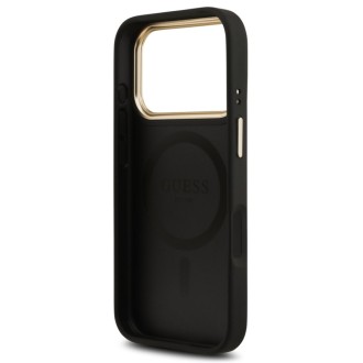 Guess zadní kryt pro iPhone 17 Pro, PU Kůže 4G Gold Frame MagSafe - černá