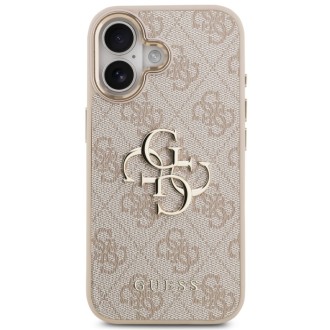 Guess zadní kryt pro iPhone 17, PU Kůže 4G Metal Logo Gold Frame - růžová