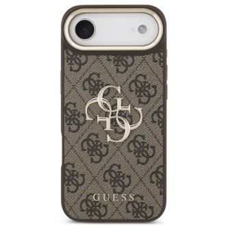 Guess zadní kryt pro iPhone Air, PU Kůže 4G Metal Logo Gold Frame - hnědá