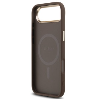 Guess zadní kryt pro iPhone Air, PU Kůže 4G Triangle Logo Gold Frame MagSafe - hnědá