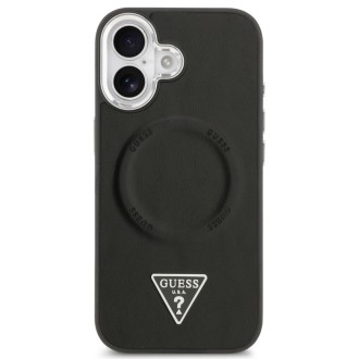 Guess zadní kryt pro iPhone 17, PU Kůže Triangle Logo MagSafe - černá