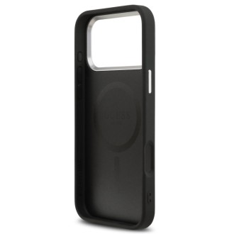 Guess zadní kryt pro iPhone 17 Pro Max, PU Kůže Triangle Logo MagSafe - černá