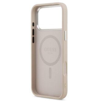 Guess zadní kryt pro iPhone 17 Pro, PU Kůže Triangle Logo MagSafe - růžová