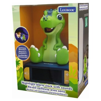 Budík s nočním 3D světlem Dinosaurus