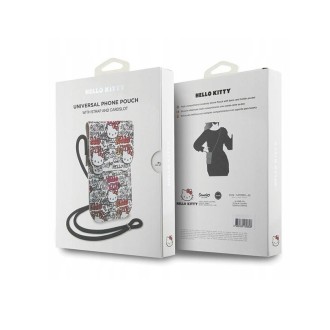 Hello Kitty Leather Tags Graffiti Phone Bag Beige