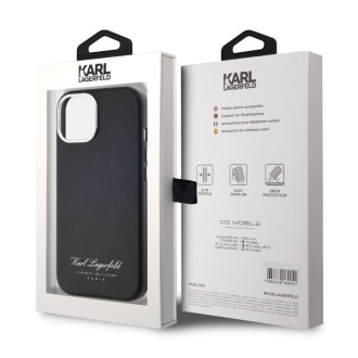 Karl Lagerfeld Grained PU Hotel RSG Zadní Kryt pro iPhone 15 Black